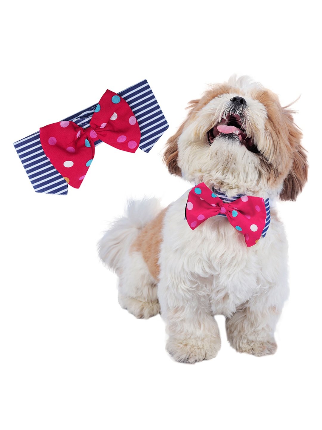 

Dchica Paws Blue & Pink Graphic Bow Tie