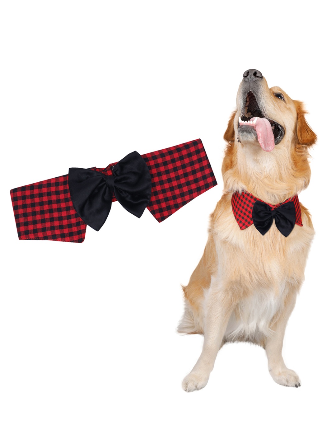 

Dchica Paws Red & Black Checked Cotton Dog & Cat Cotton Bow Collar Tie
