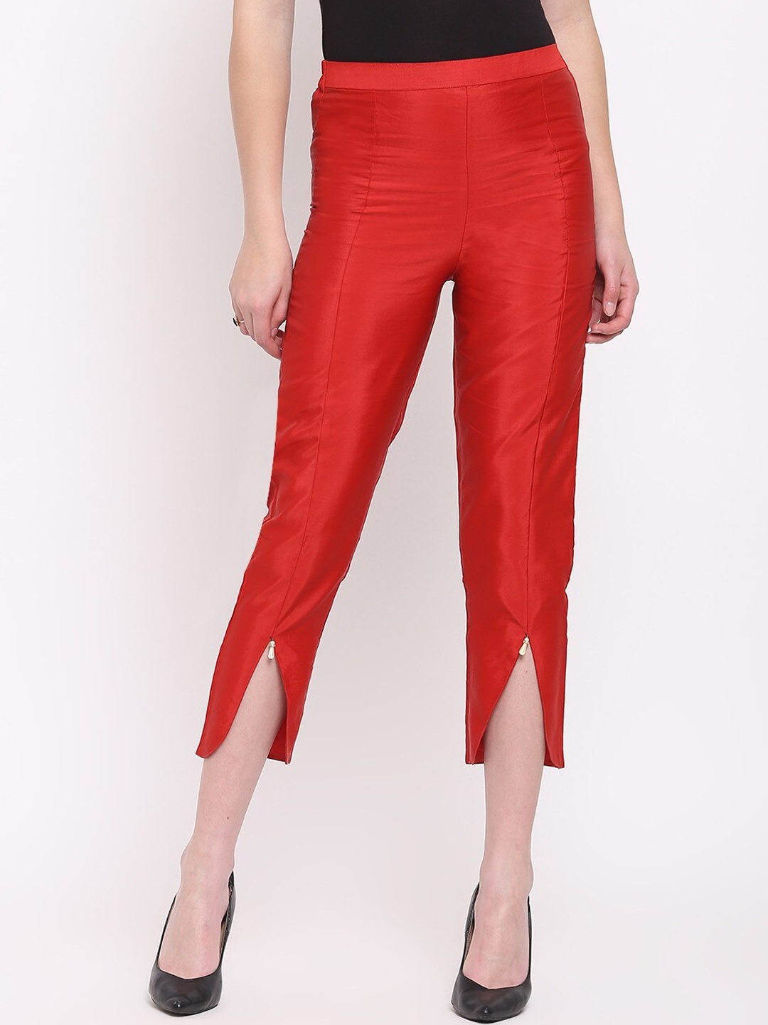 

RIVI Women Maroon Taffeta Trousers