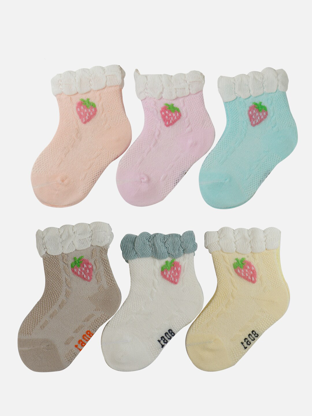 

PASSION PETALS Girls Pack Of 6 Assorted Cotton Ankle-Length Socks