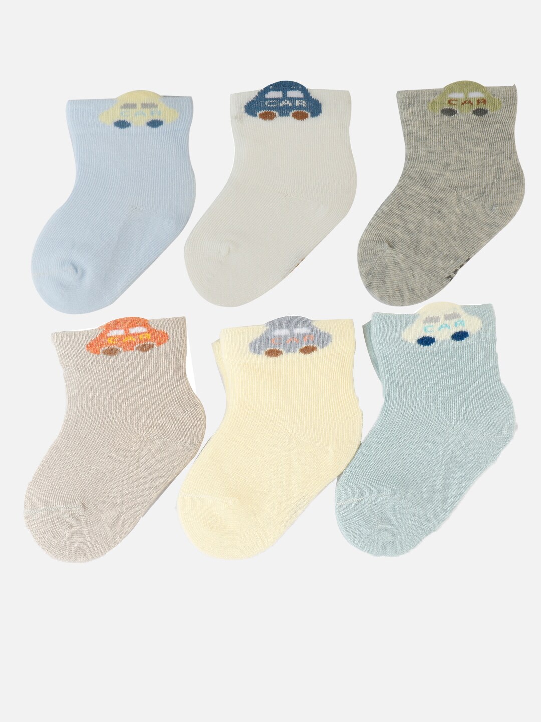 

PASSION PETALS Infant Boys Pack of 6 Patterned Anti-Bacterial Above Ankle Length Socks, Blue