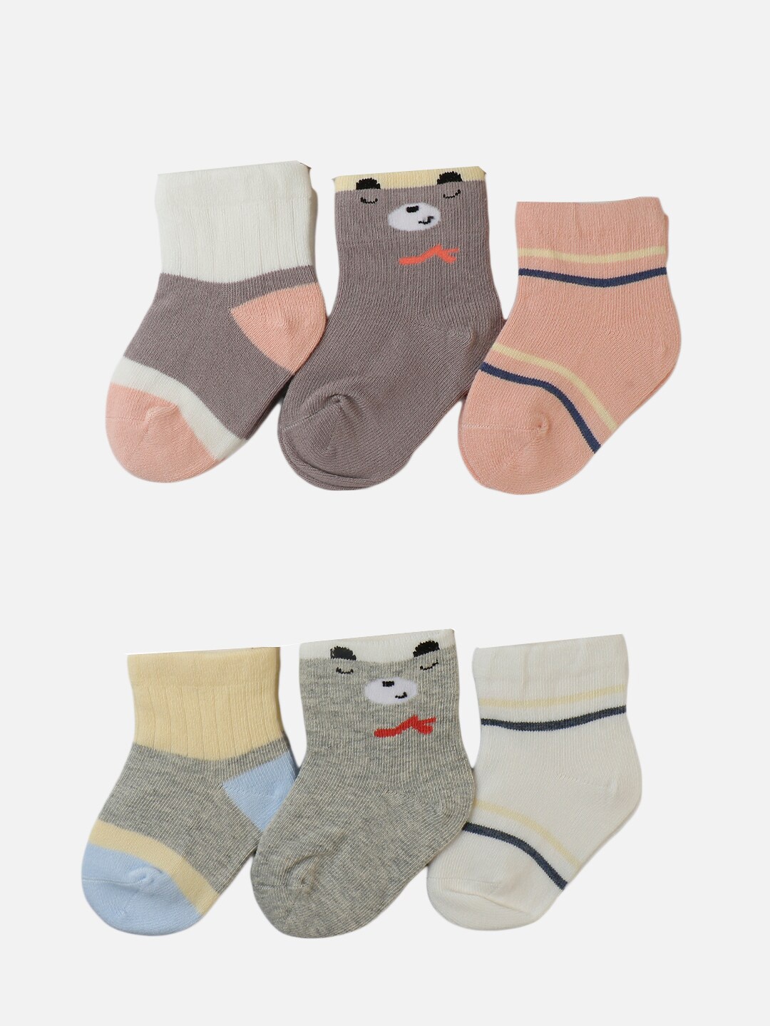 

PASSION PETALS Kids Set Of 6 Patterned Above Ankle Cotton Socks, Assorted
