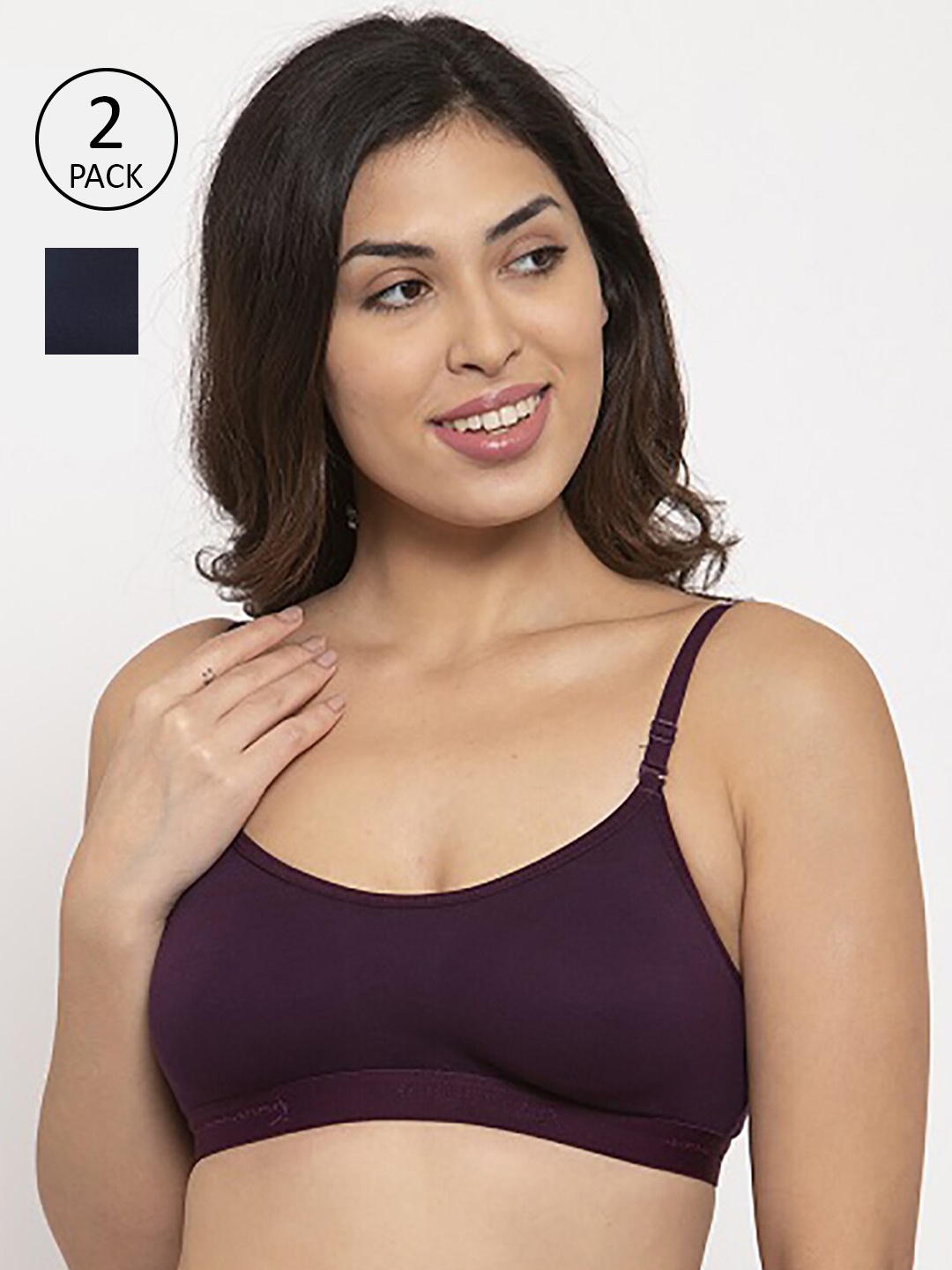

Innocence Navy Blue & Violet Non Padded Non Wired Sports Bra