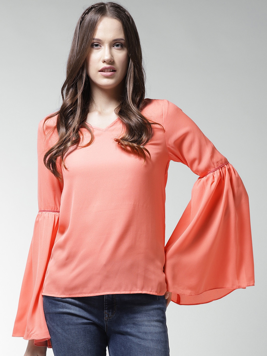 

La Zoire Peach-Coloured Georgette Top