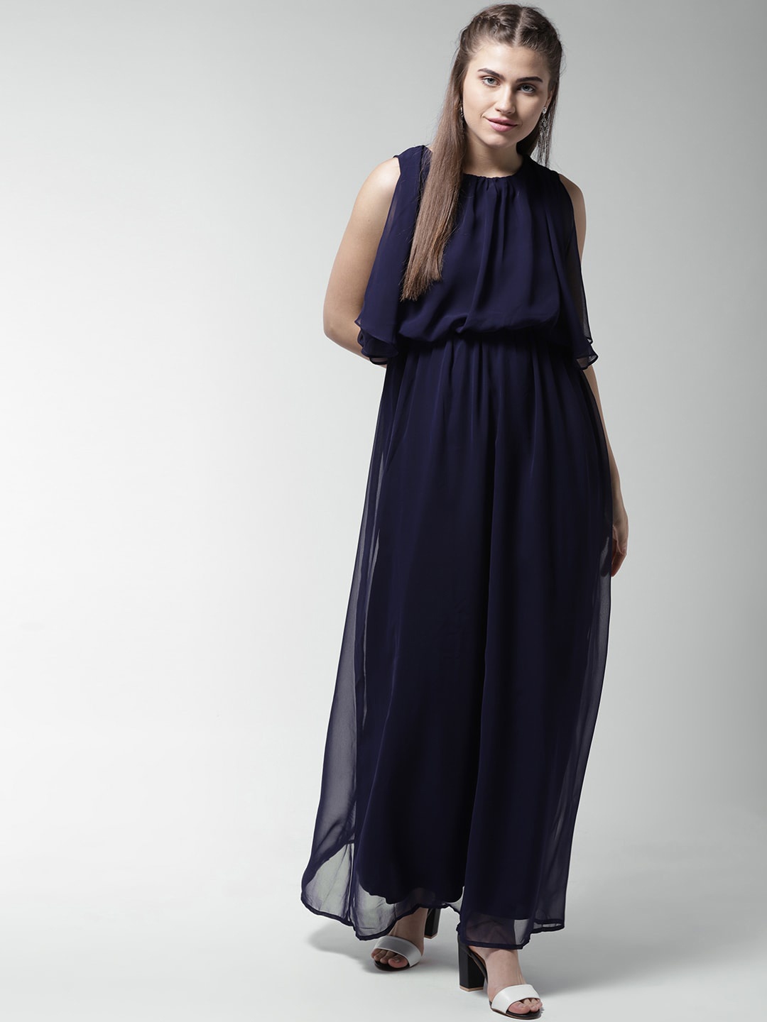 

La Zoire Woman Navy Blue Georgette Maxi Dress