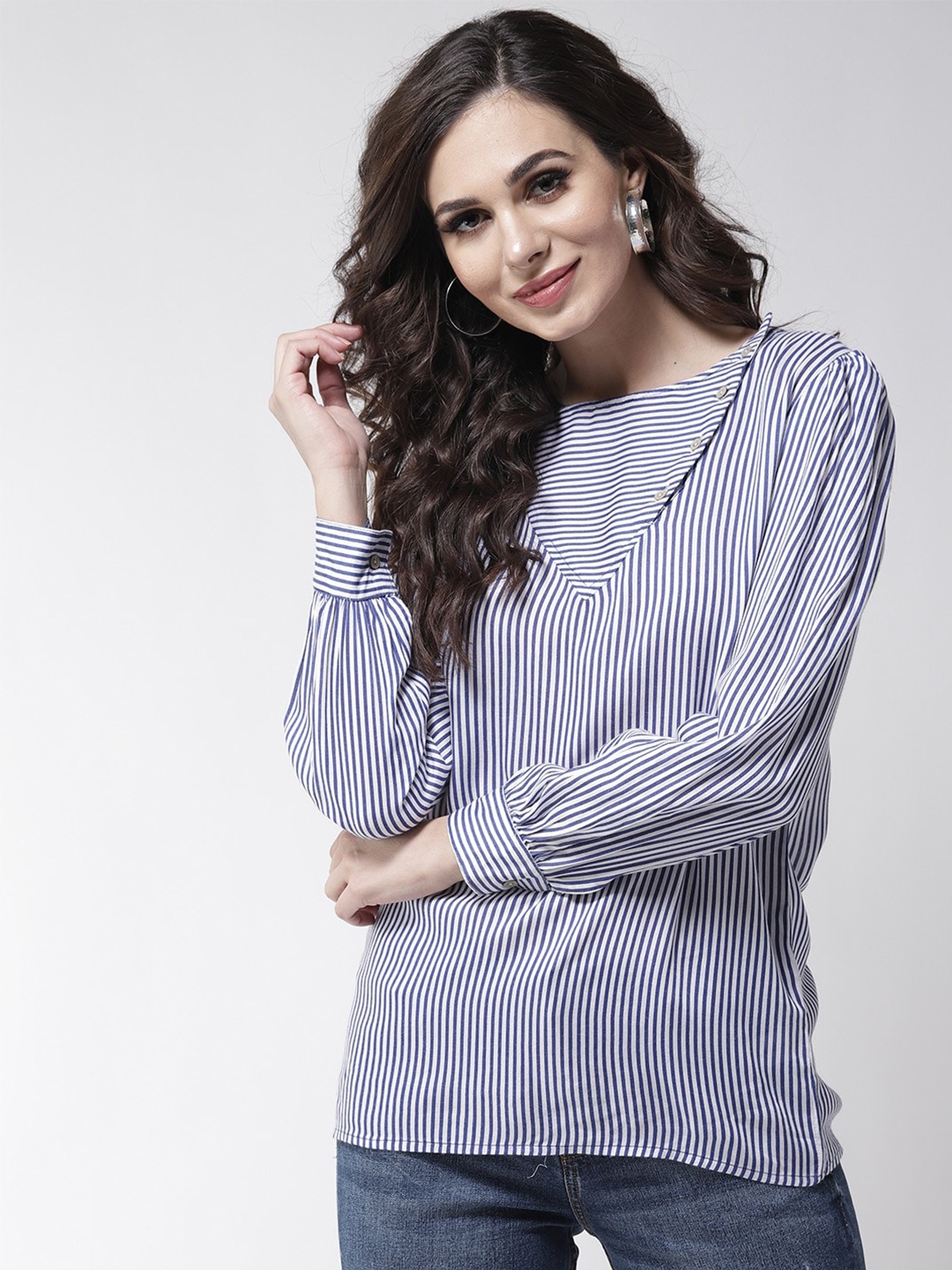 

La Zoire Woman Blue Striped Top