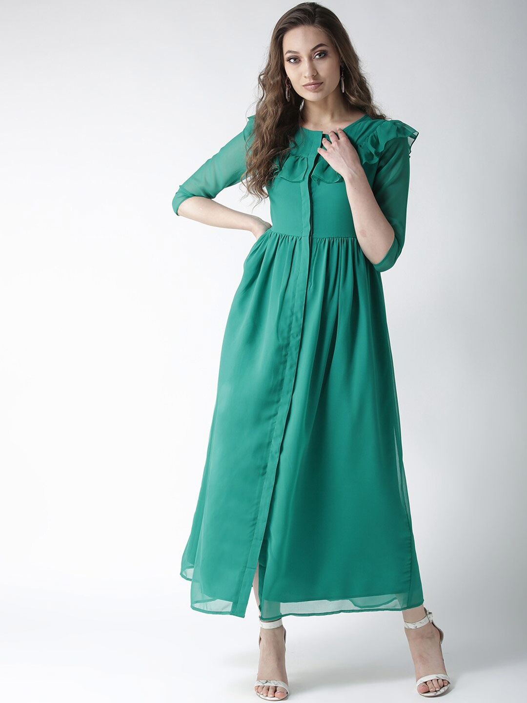 

La Zoire Green Georgette Maxi Dress