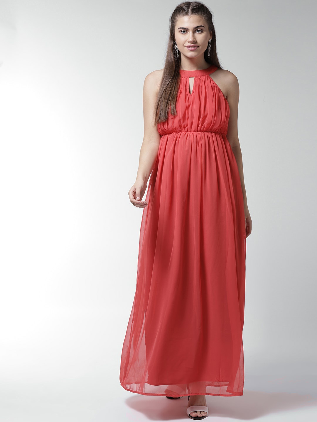 

La Zoire Women Red Georgette Maxi Dress