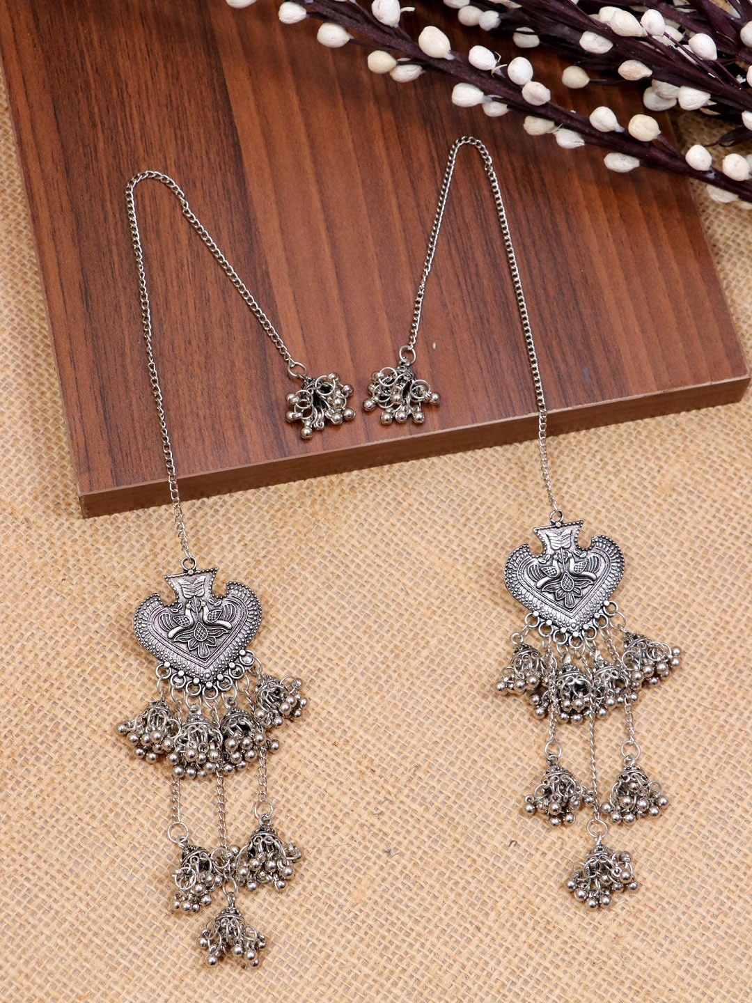 

Crunchy Fashion Silver-Toned Contemporary Drop Earrings