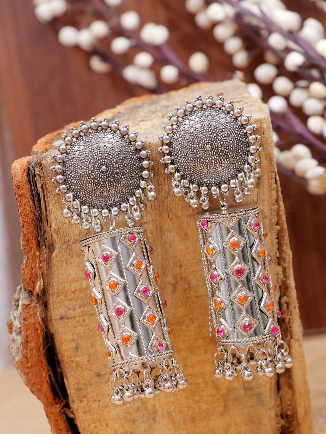 

Crunchy Fashion Multicoloured Contemporary Jhumkas Earrings, Multi