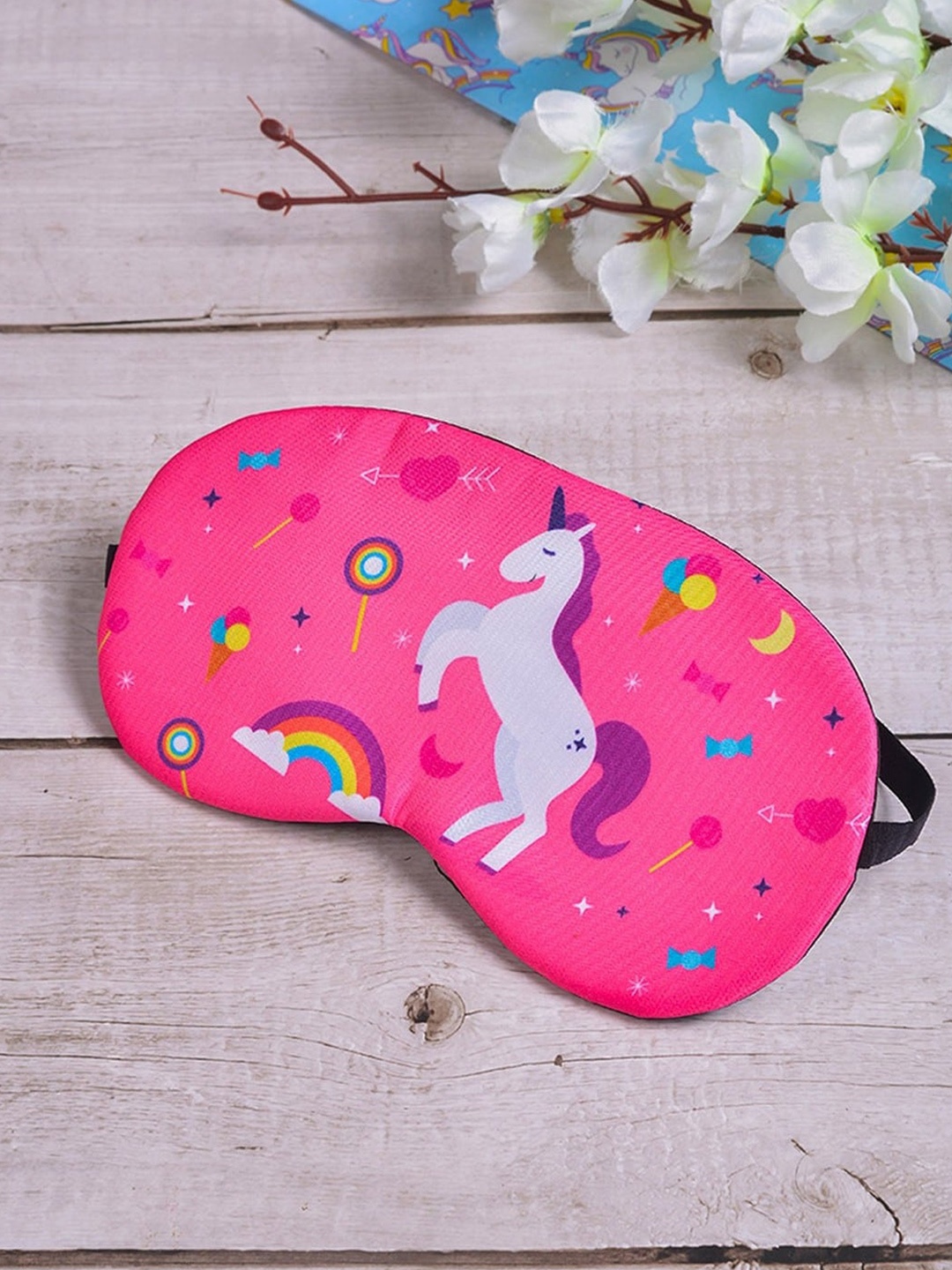 

POPLINS Kids Pink & White Printed Pure Cotton Eye Mask