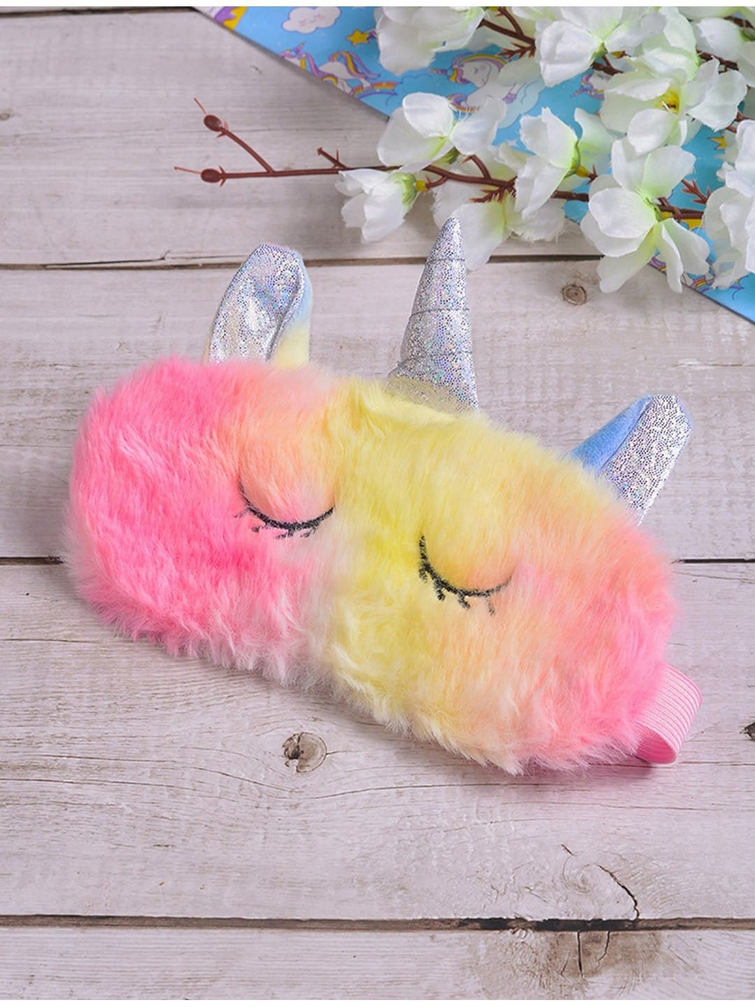 

POPLINS Kids Pink & Yellow Fur Unicorn Pure Natural Cotton Eye Mask