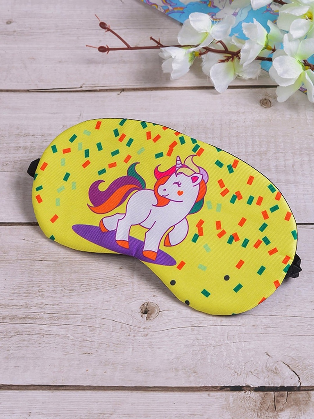 

POPLINS Kids Yellow & White Printed Pure Cotton Eye Mask