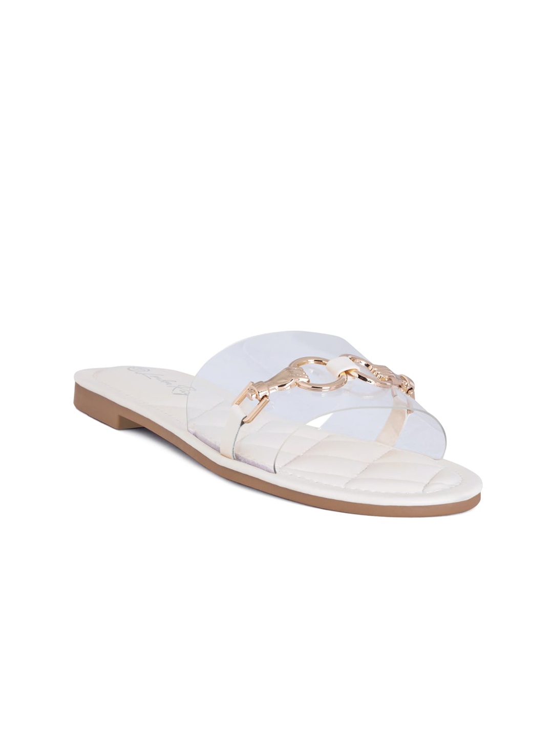 

London Rag Women Beige Embellished Open Toe Flats