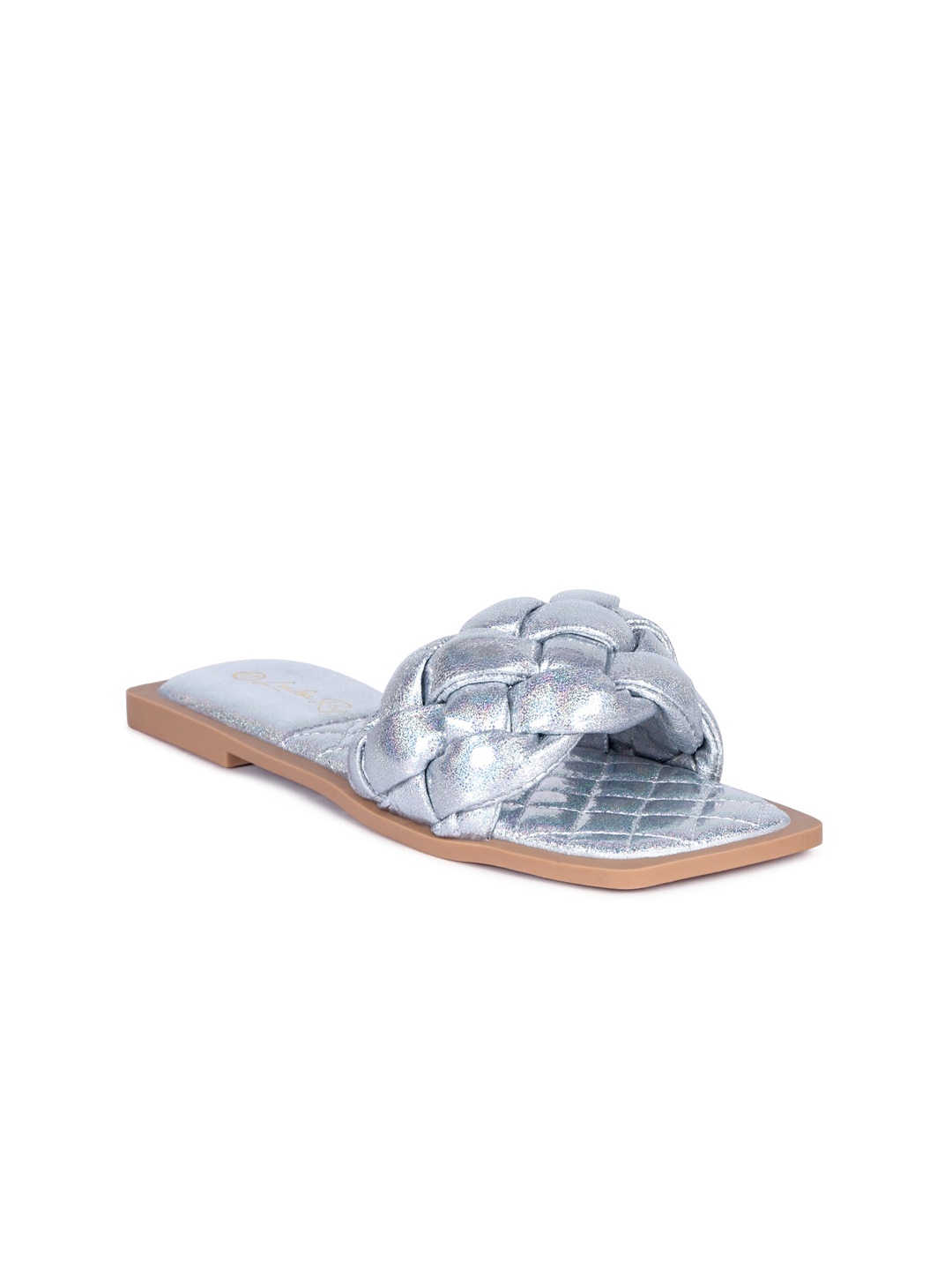 

London Rag Women Silver-Toned Open Toe Flats