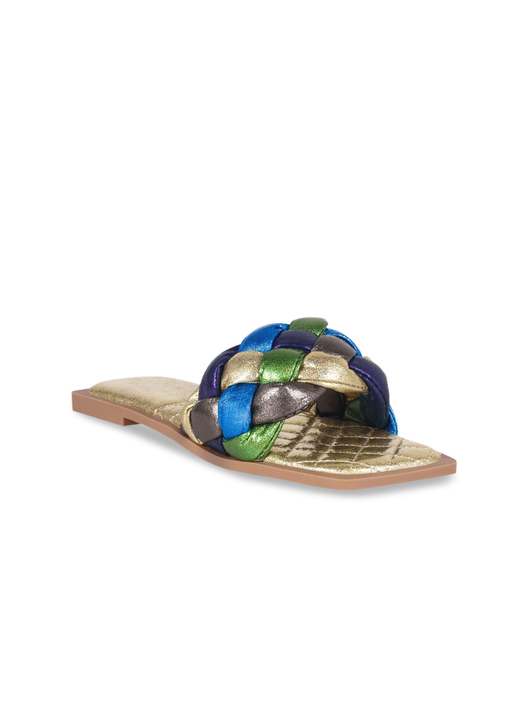 

London Rag Women Multicoloured Woven Design Party Open Toe Flats, Multi