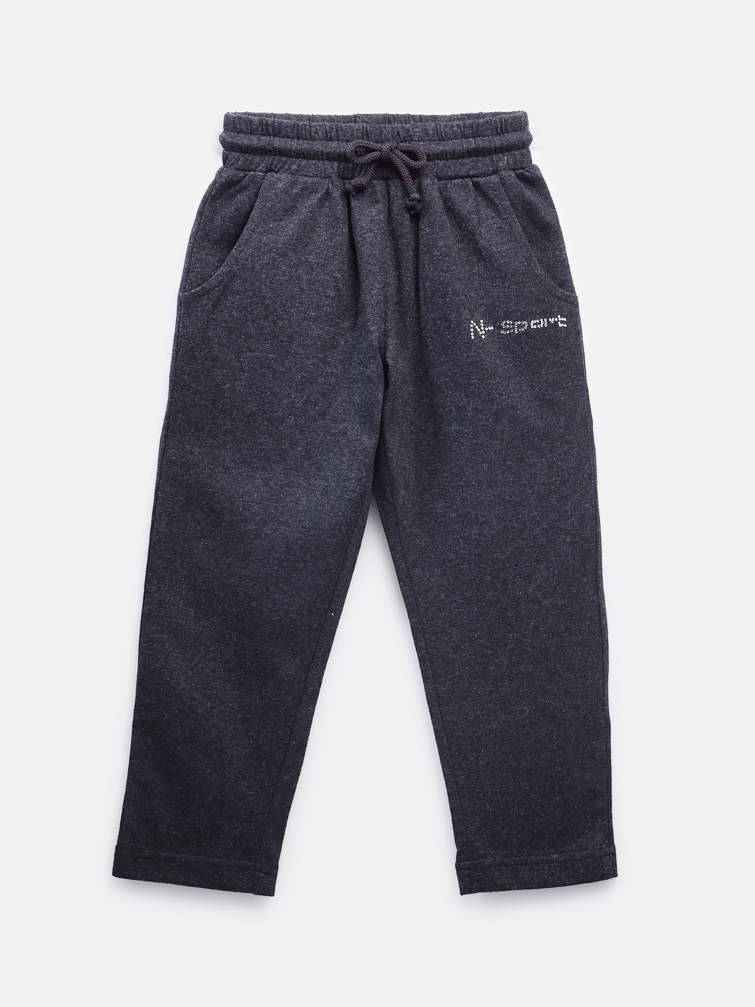 

NYNSH- PlusS Kids Girls Charcoal Grey Solid Cotton Track Pants
