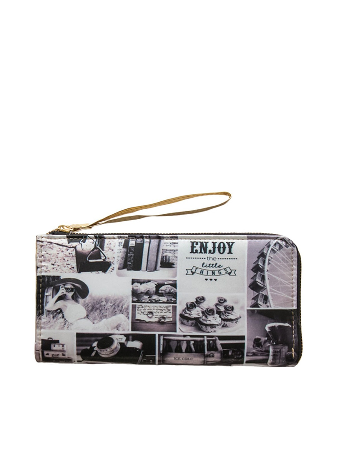 

BandBox Unisex Black & White Printed PU Zip Around Wallet