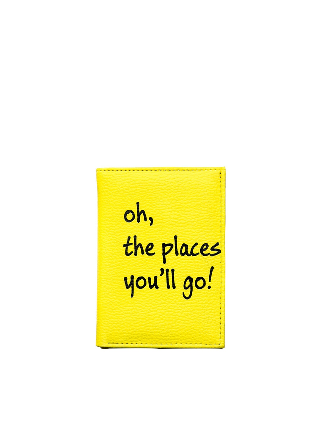 

BandBox Unisex Yellow & Black Typography Printed PU Two Fold Wallet