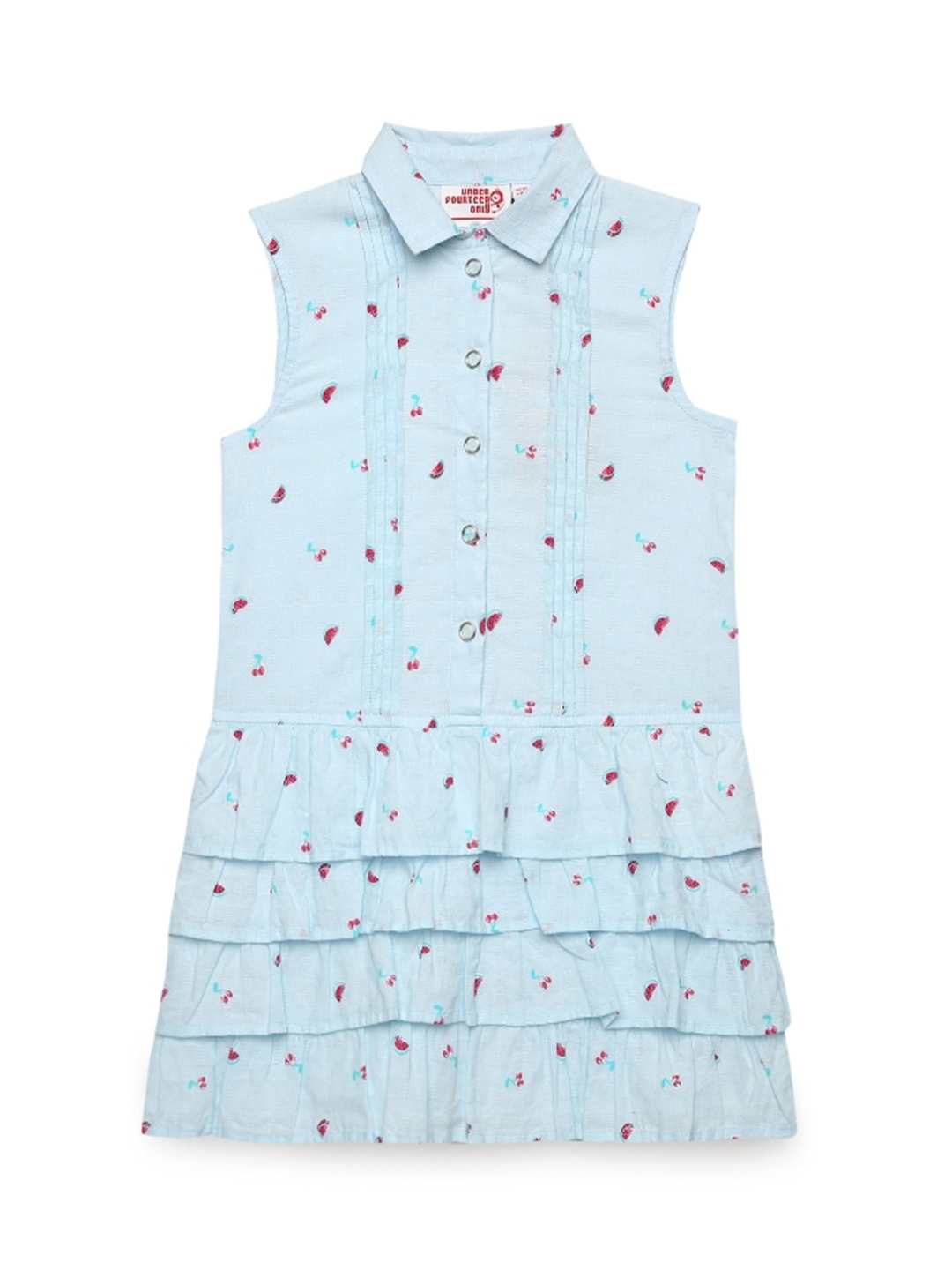 

UNDER FOURTEEN ONLY Girls Blue A-Line Ruffled Dress