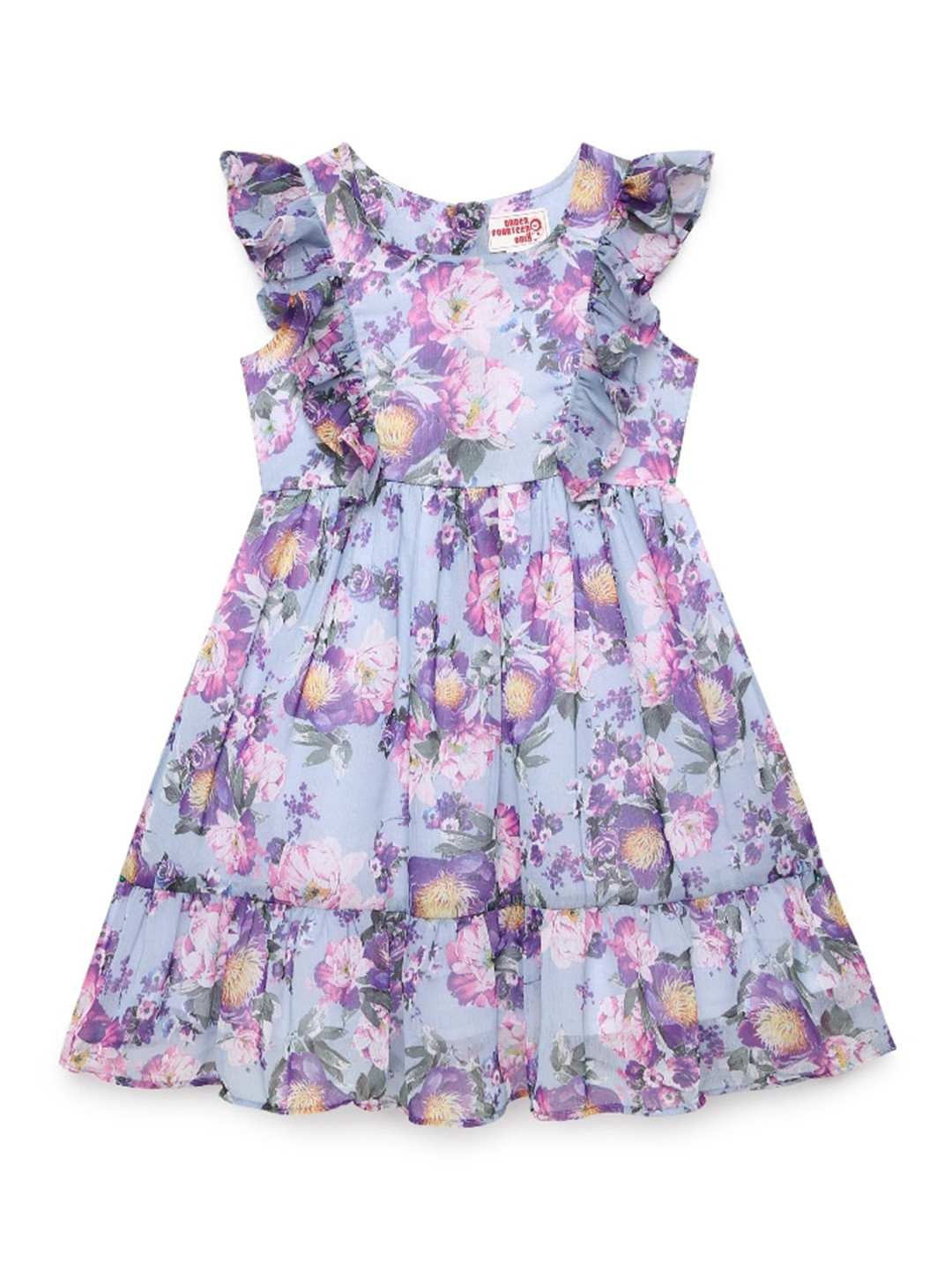 

UNDER FOURTEEN ONLY Blue & Purple Floral Chiffon Dress