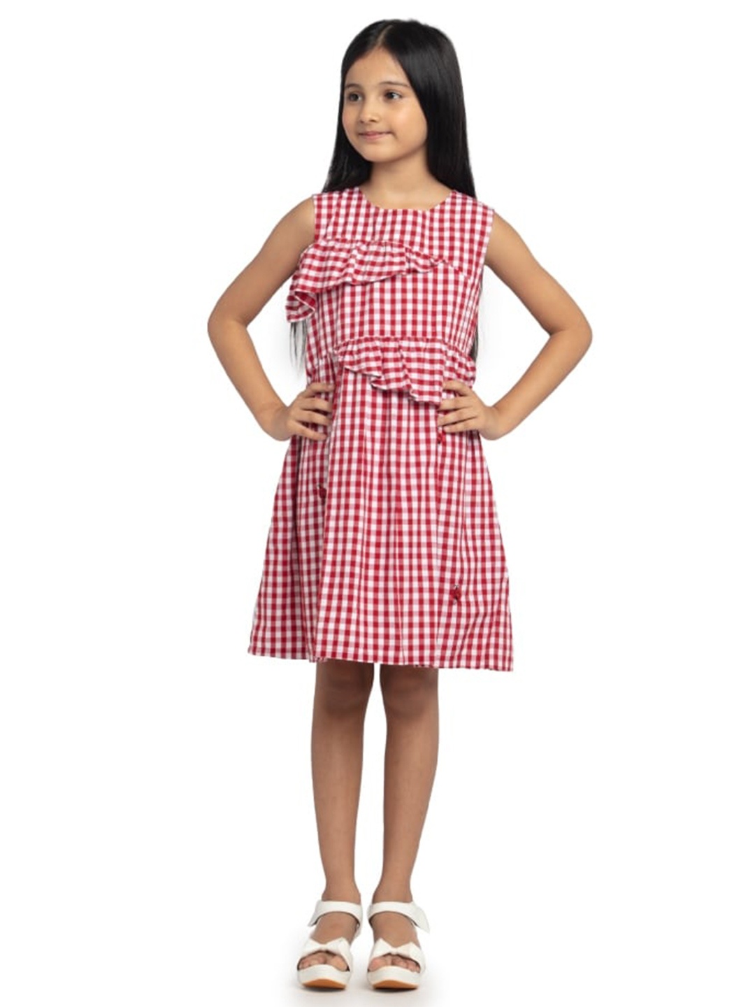 

UNDER FOURTEEN ONLY Red Checked A-Line Dress