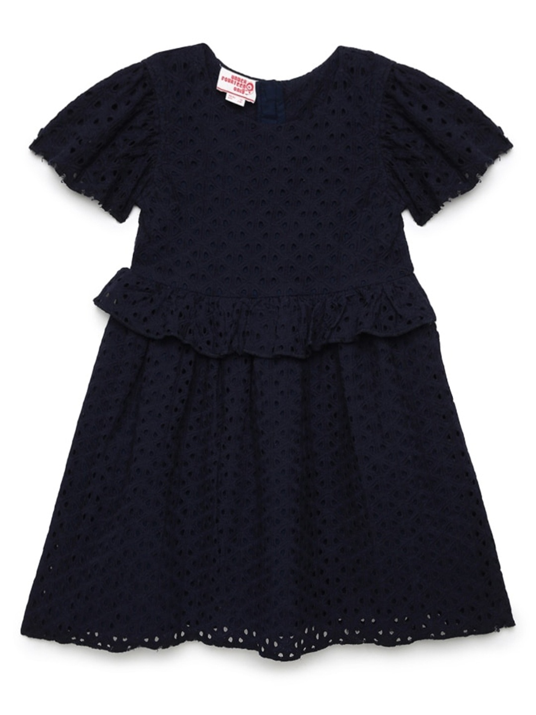 

UNDER FOURTEEN ONLY Navy Blue Lace Peplum Dress