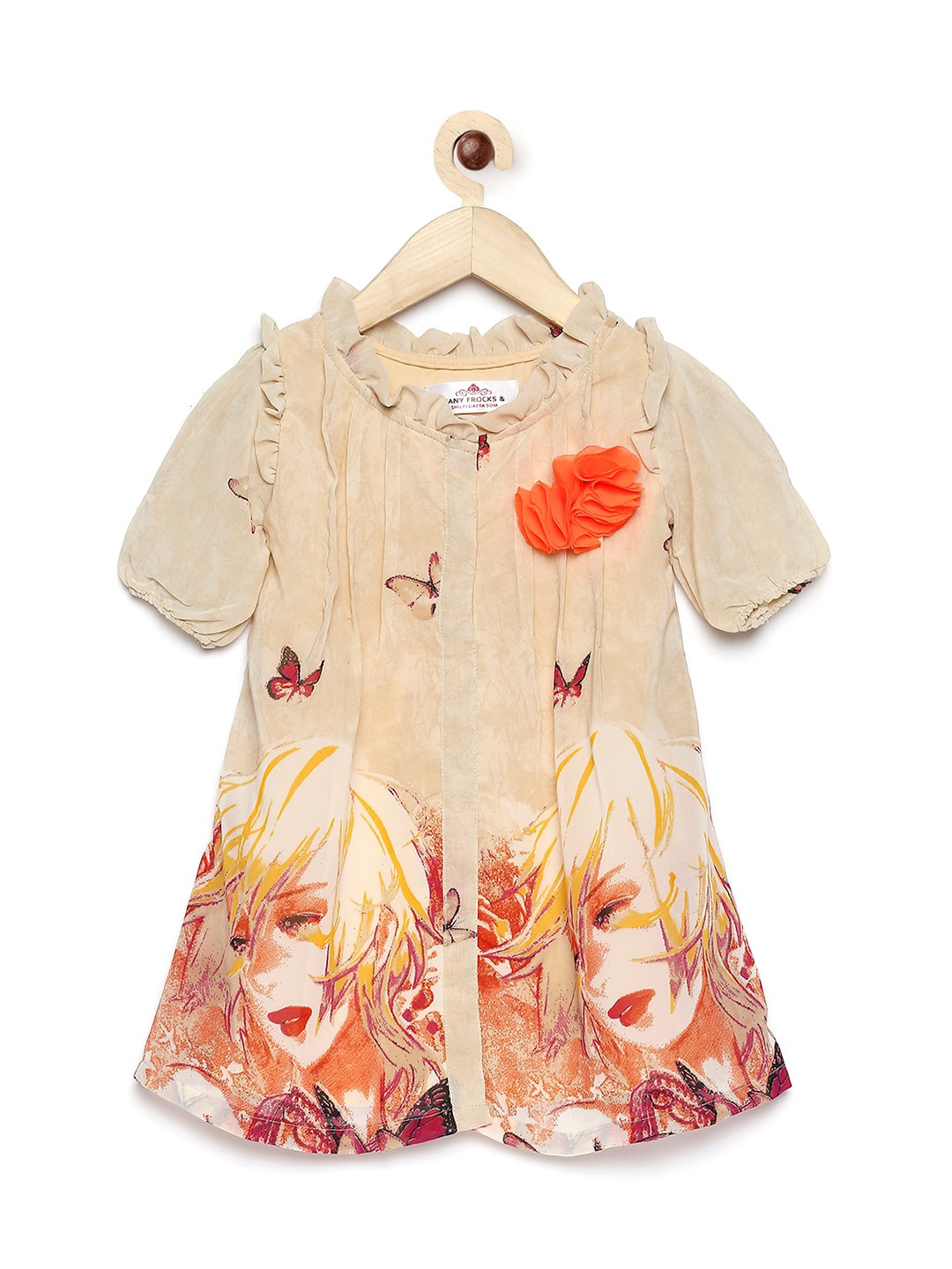 

MANY FROCKS & Cream-Coloured Floral Georgette A-Line Dress