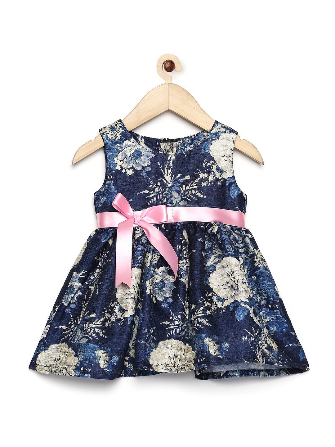 

MANY FROCKS & Girls Blue & Pink Floral Fit & Flare Dress