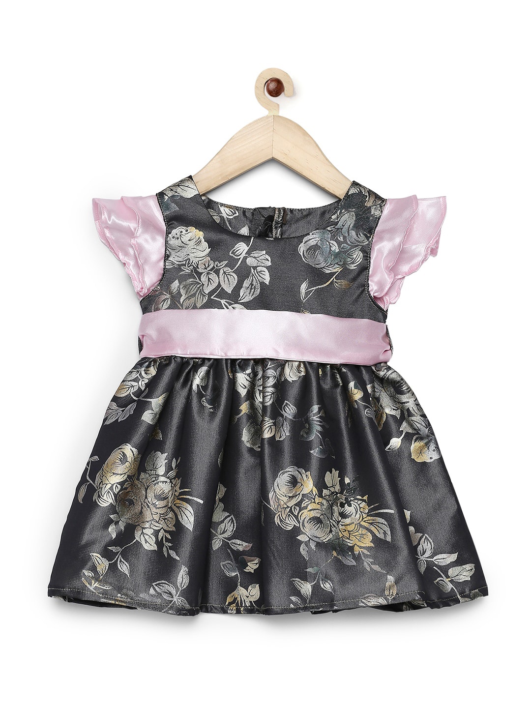 

MANY FROCKS & Girls Grey Floral Satin Dress