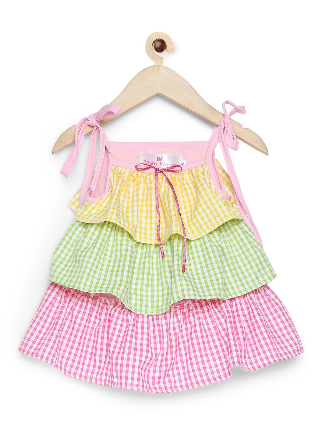 

MANY FROCKS & Yellow & Pink Colourblocked A-Line Dress