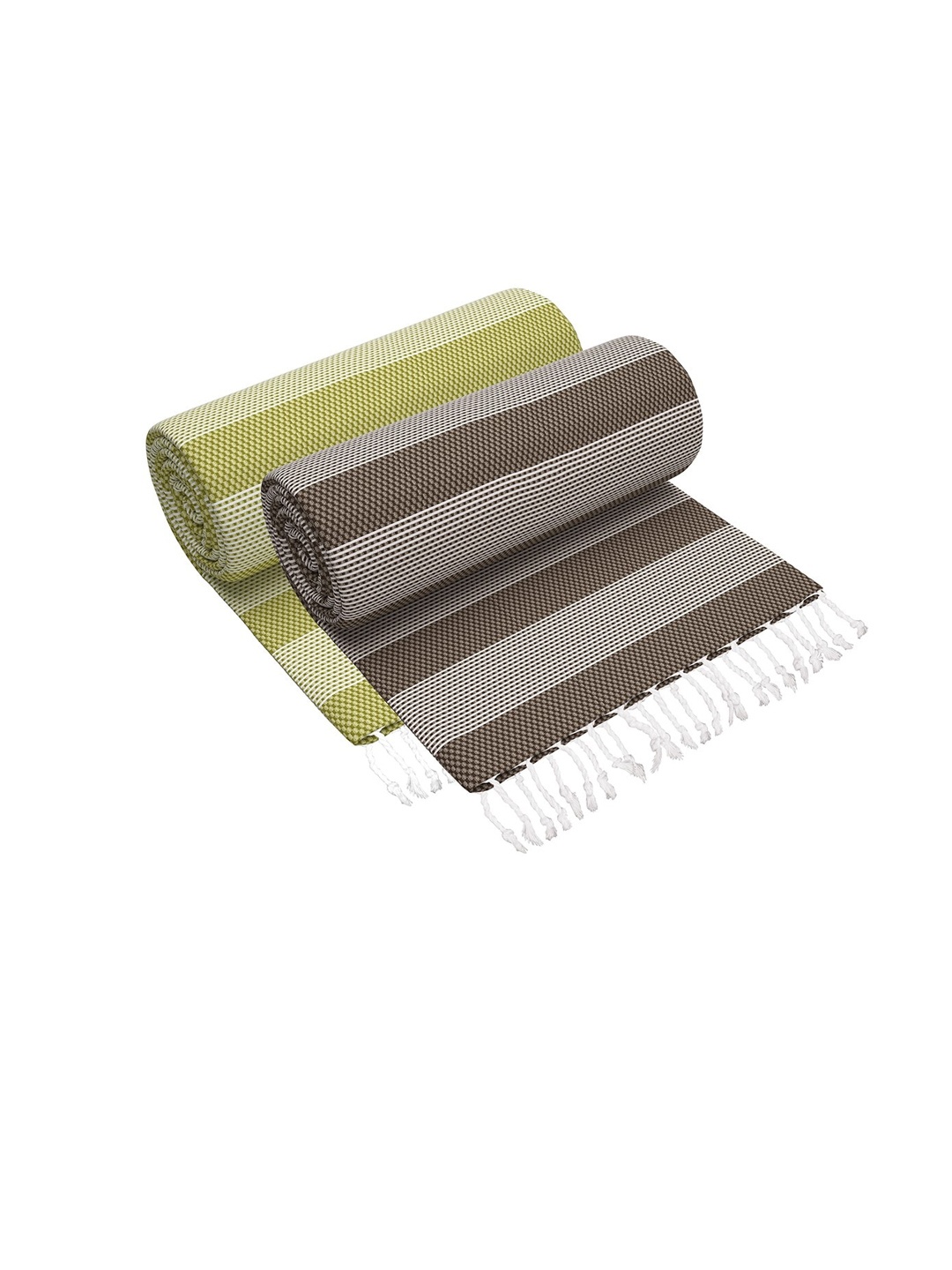 

Story@home Unisex Set of 2 Olive & Brown Pure Cotton Bath Towel 200GSM
