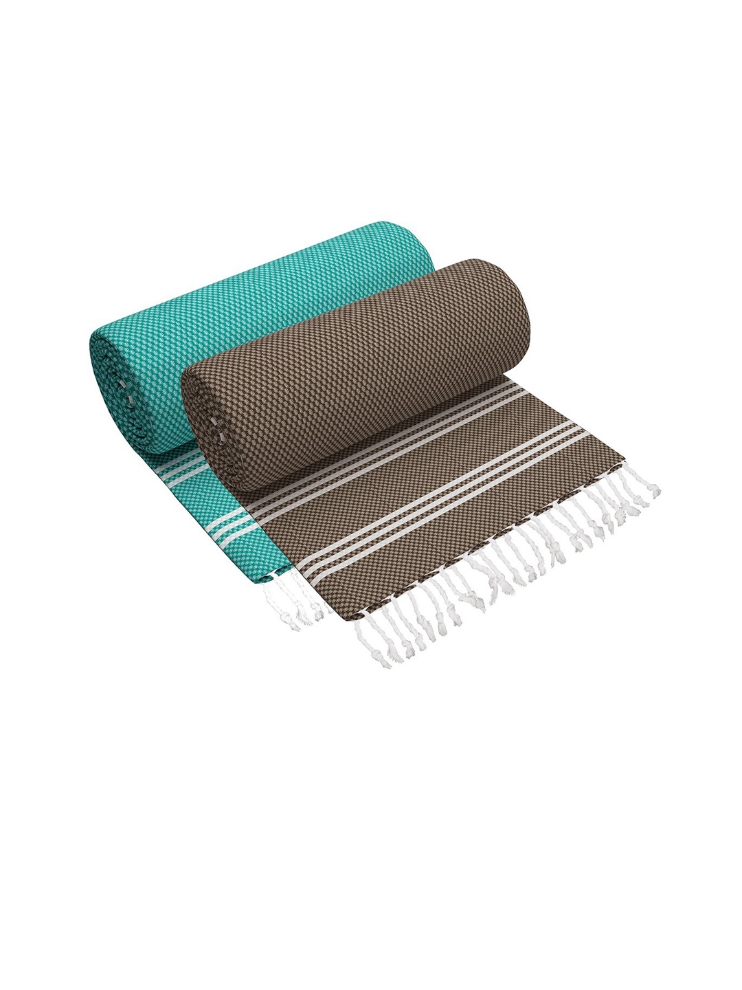

Story@home Set of 2 Striped 200 GSM Pure Cotton Bath Towel, Teal