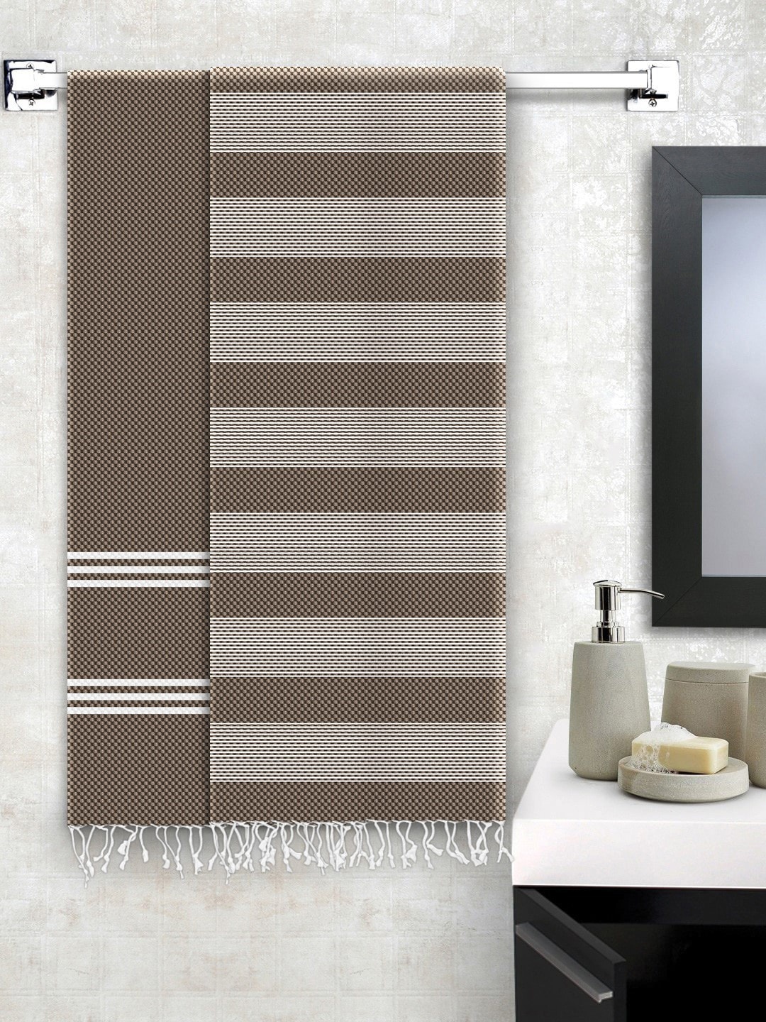 

Story@home Set Of 2 Brown Printed Pure Cotton 200 GSM Bath Towel