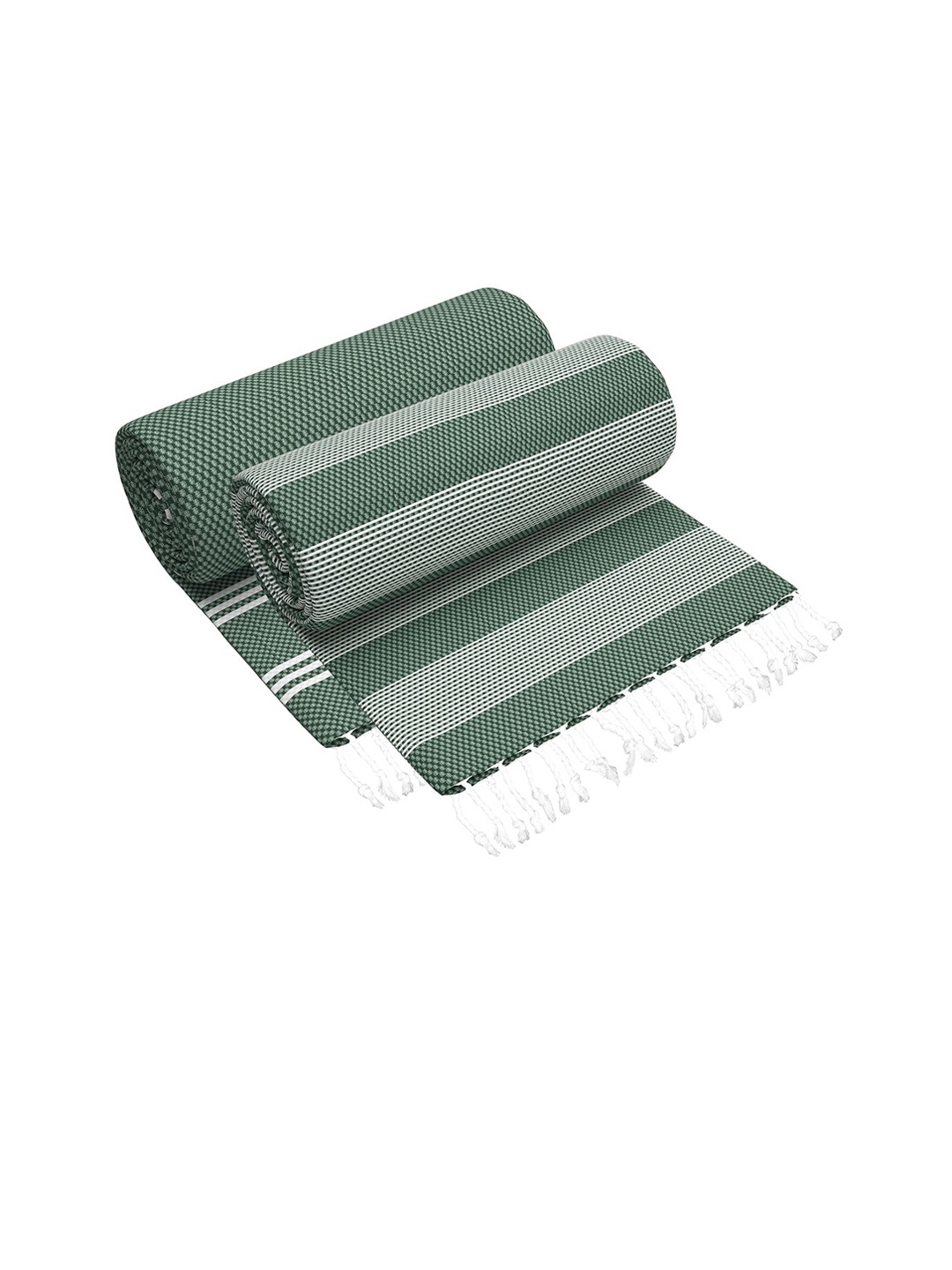 

Story@home Set Of 2 Green Printed Pure Cotton 200 GSM Bath Towels