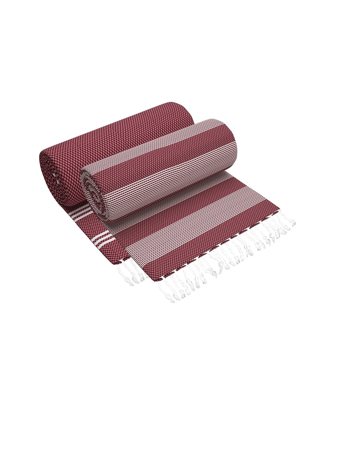

Story@home Set Of 2 Magenta Printed Pure Cotton Bath Towels