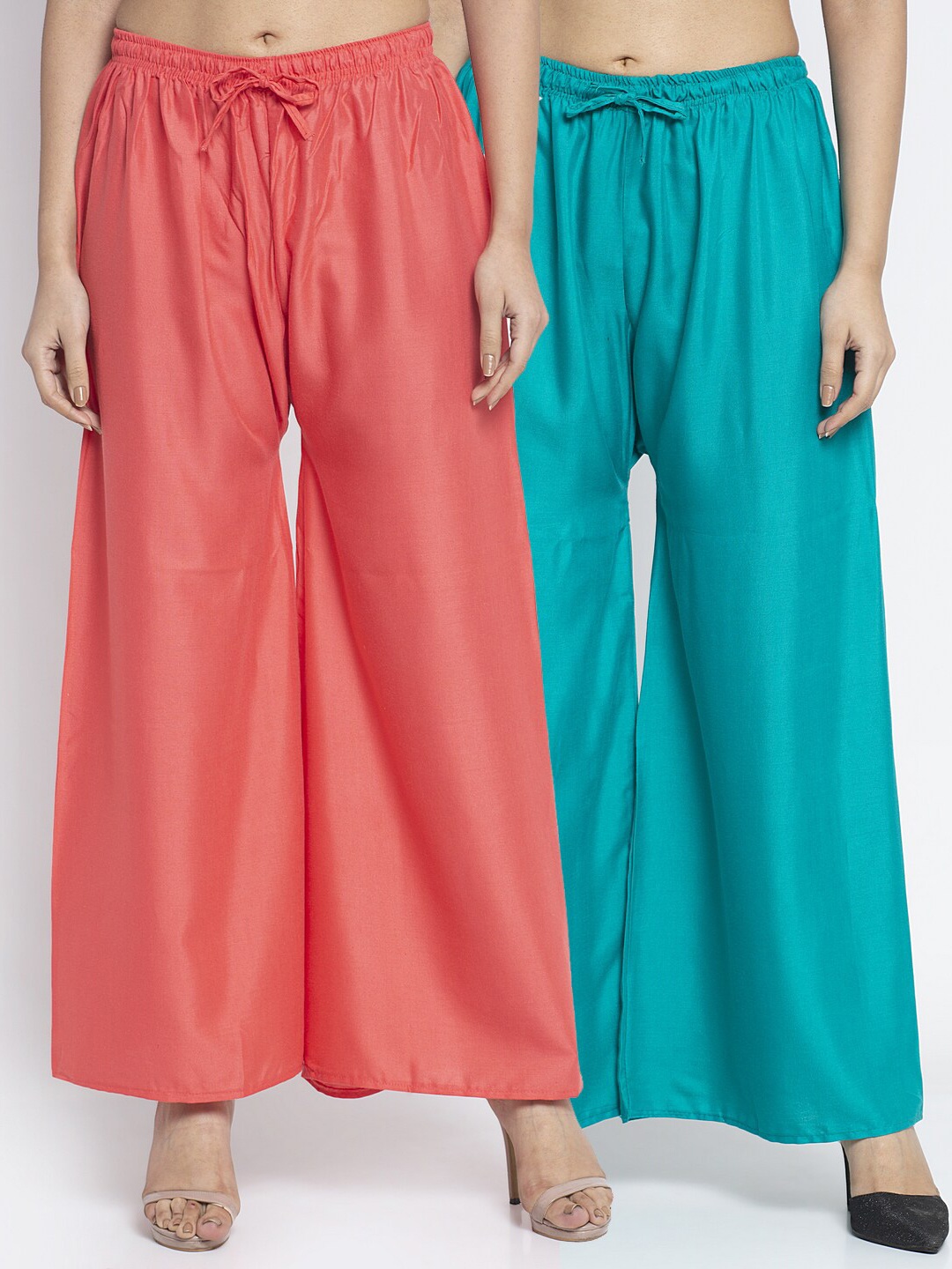 

Jinfo Women Pack Of 2 Ethnic Palazzos, Peach