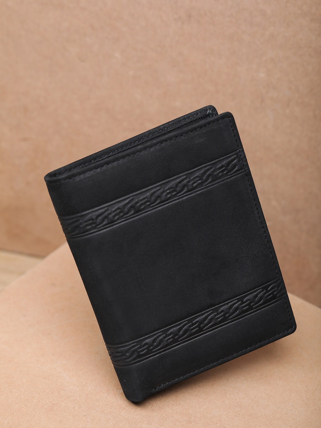 

K London Men Black Leather Two Fold Wallet