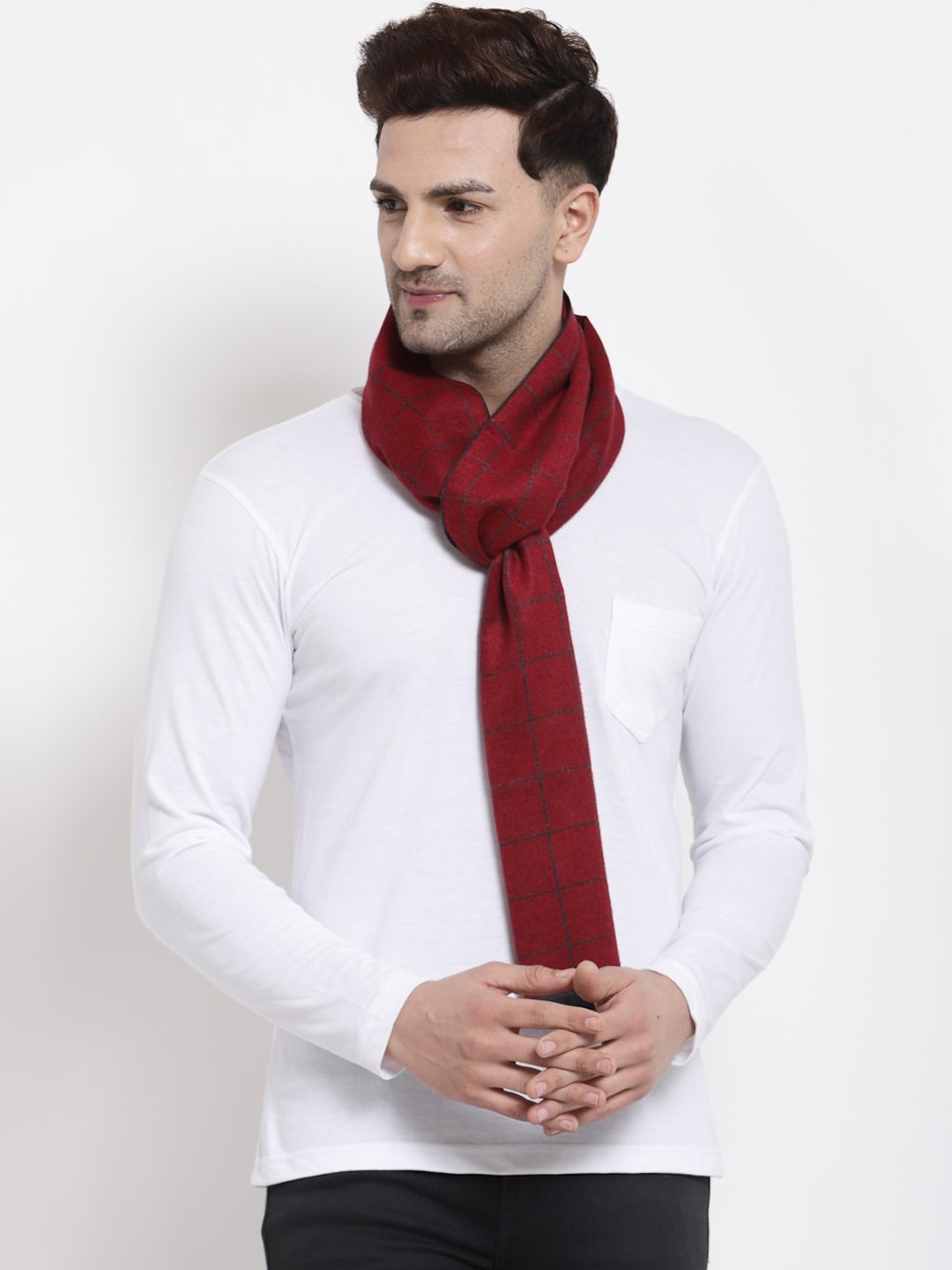 

Calvadoss Red & Grey Geometric Printed Muffler