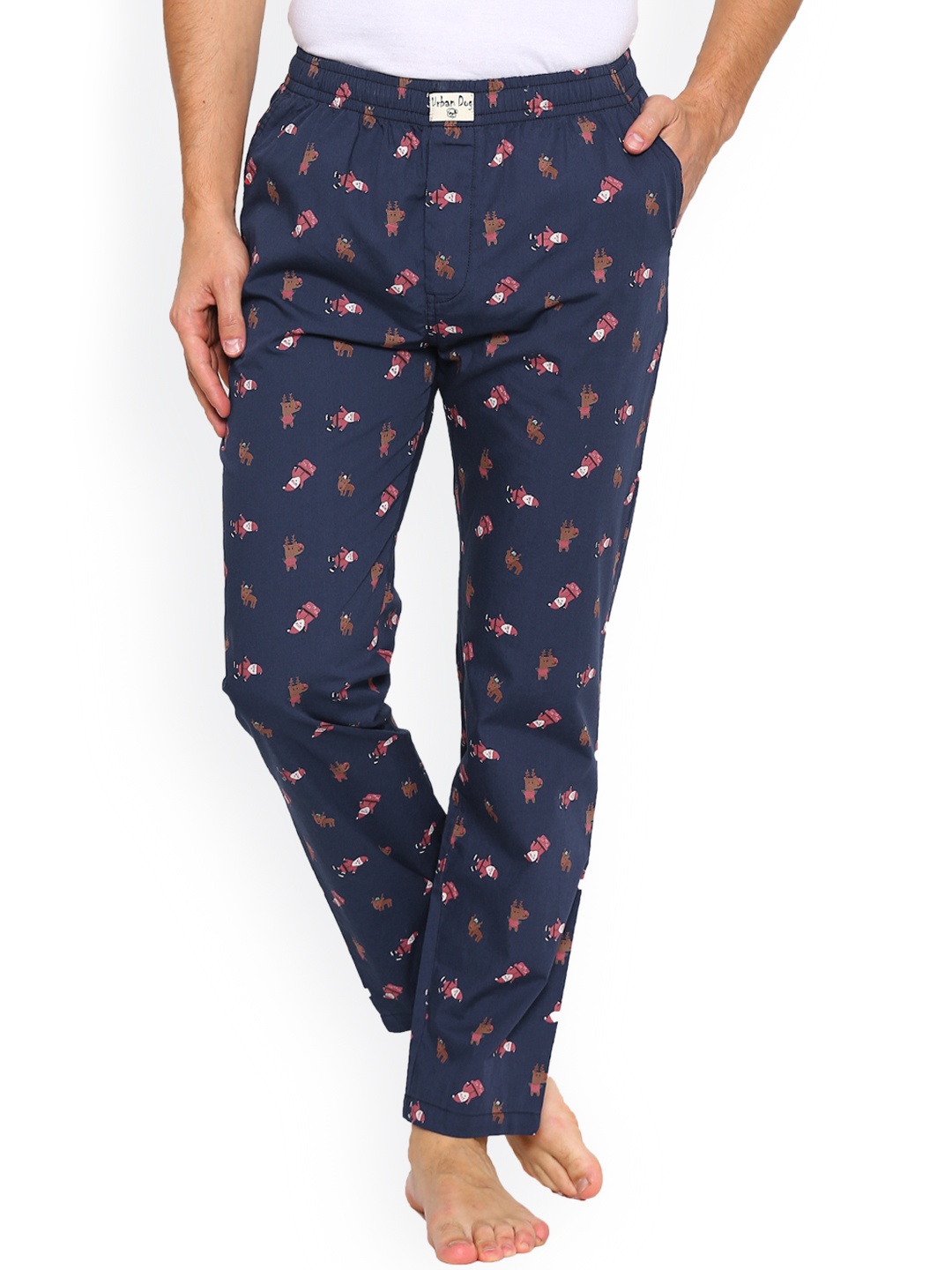 

Urban Dog Navy Printed Slim Fit Pyjamas, Navy blue