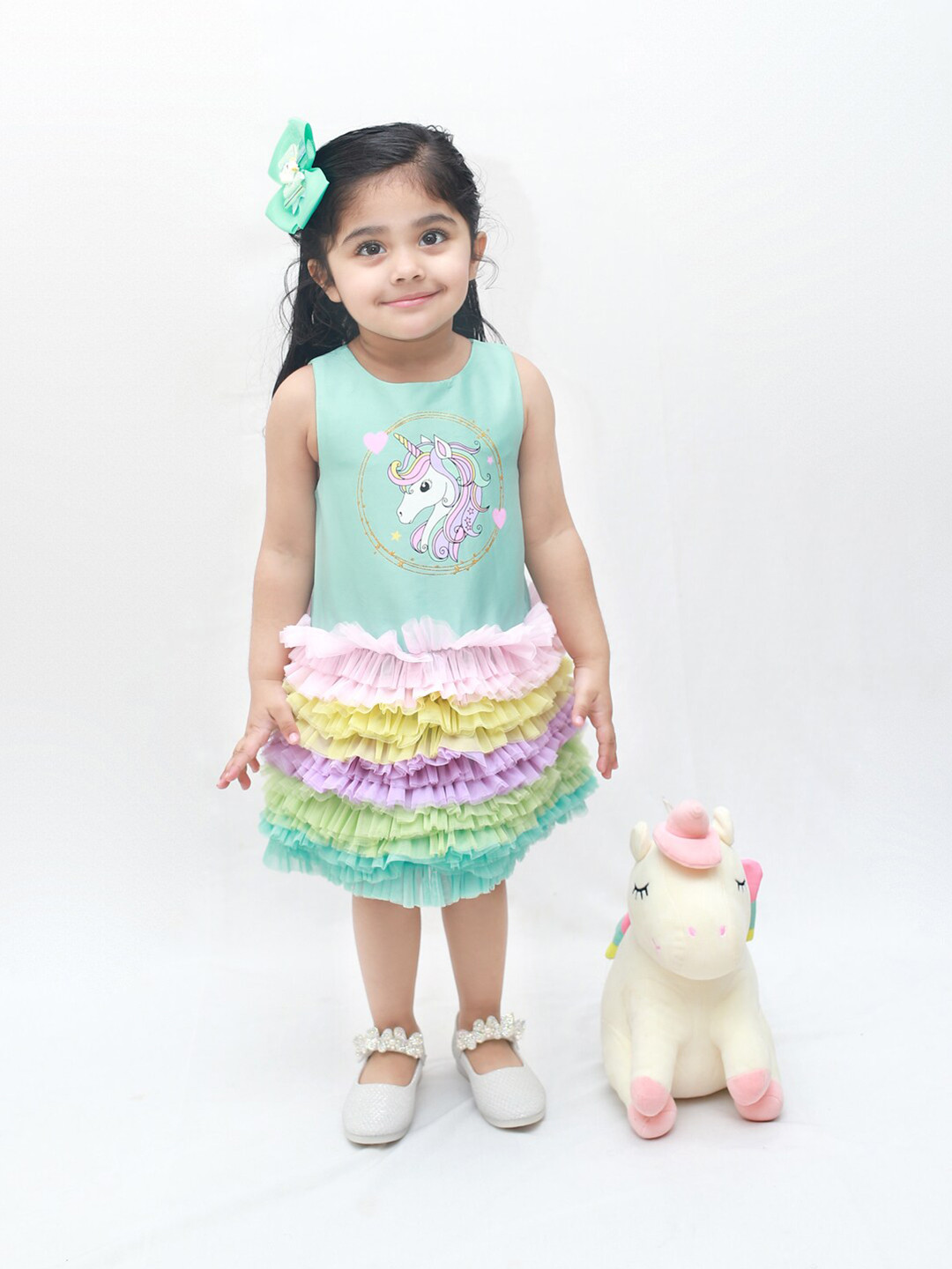 

A.T.U.N. Sea Green Floral A-Line Dress
