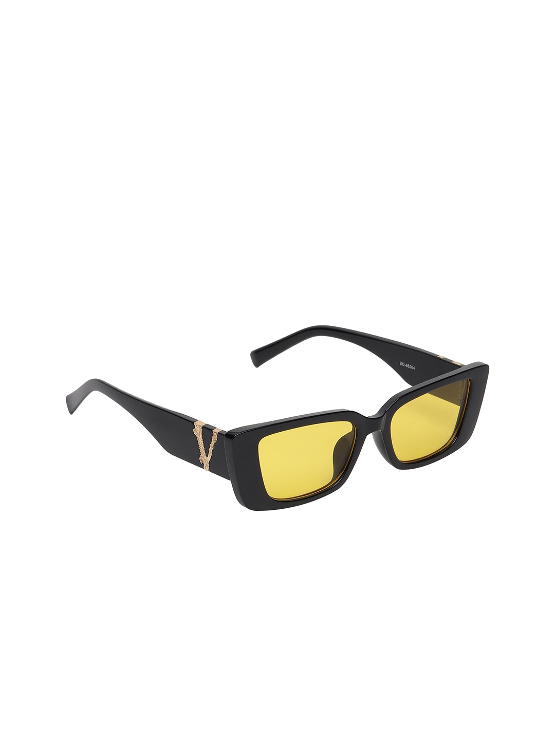 

ALIGATORR Unisex Yellow Lens & Black Rectangle Sunglasses with UV Protected Lens