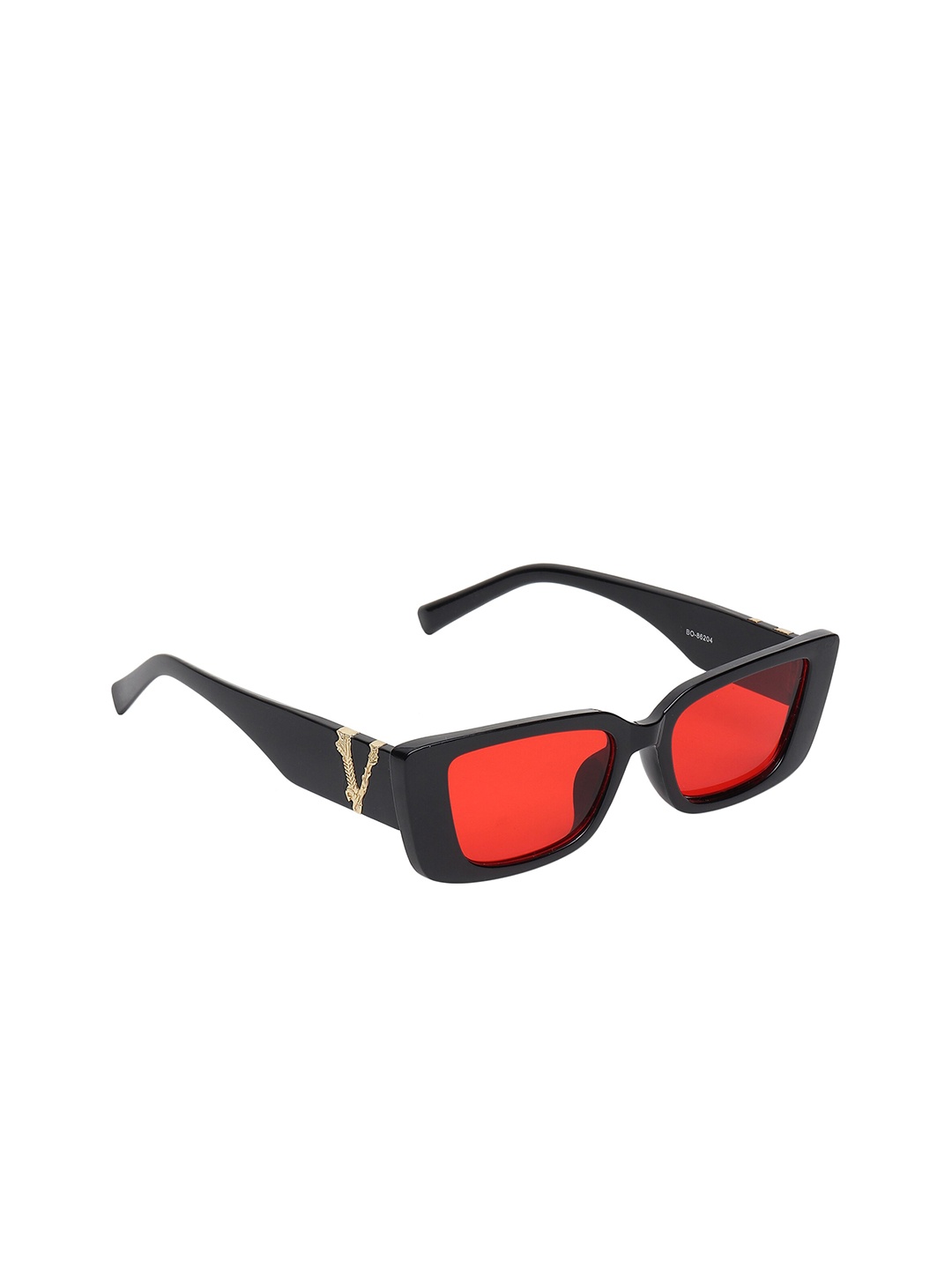 

ALIGATORR Unisex Red Lens & Black Rectangle Sunglasses with UV Protected Lens