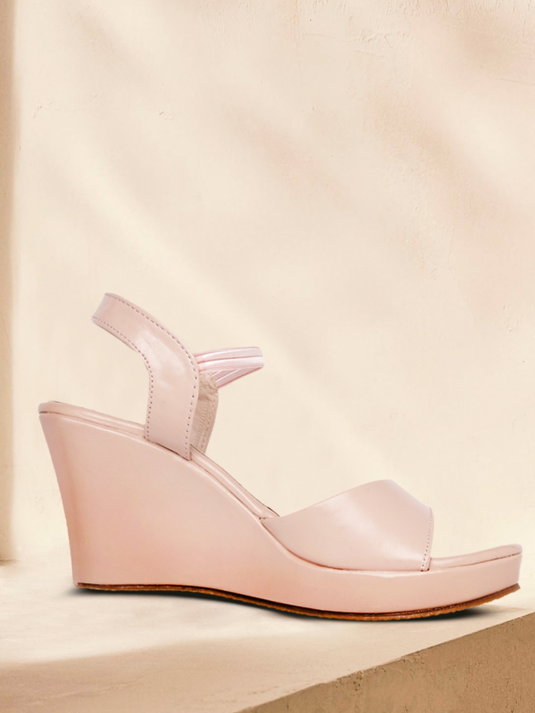 

ELLE Women Peach-Coloured Solid Wedges