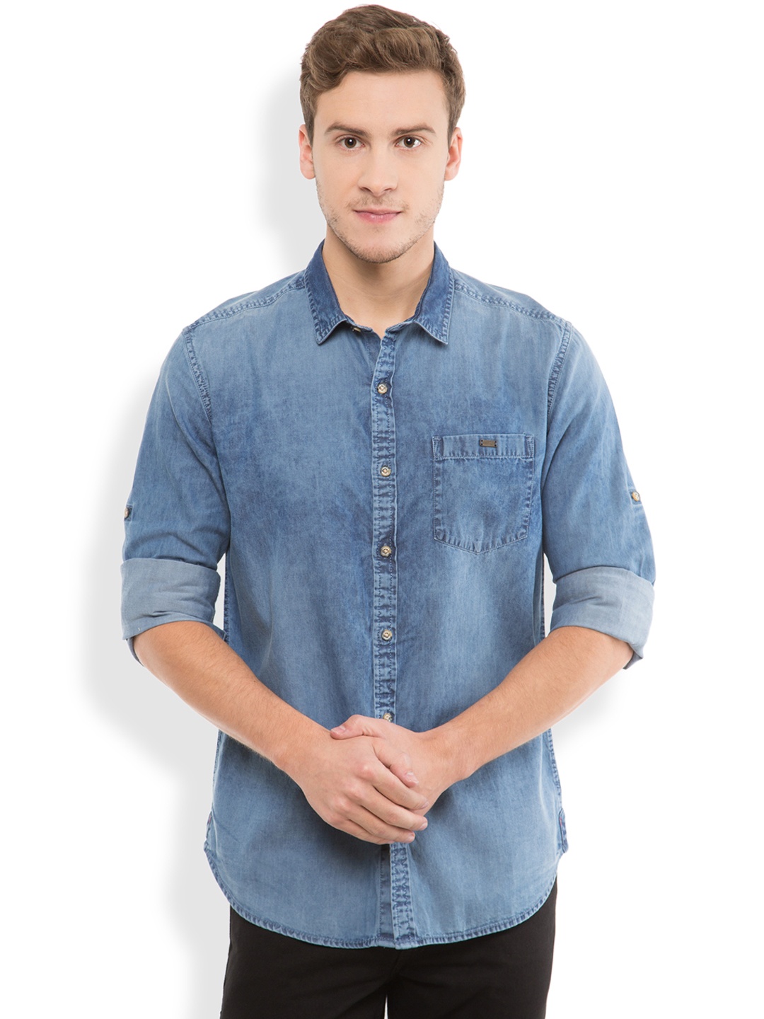

LOCOMOTIVE Men Blue Slim Fit Denim Casual Shirt
