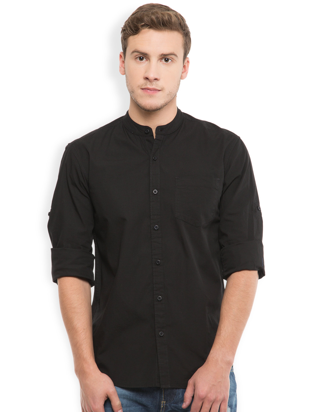 

HIGHLANDER Men Black Slim Fit Casual Shirt