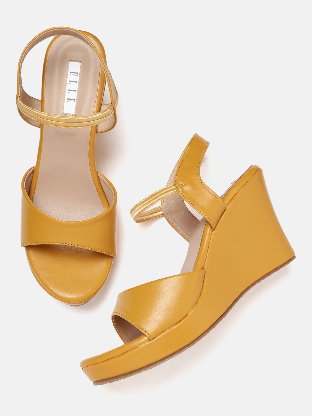 

ELLE Mustard Yellow Solid Wedges