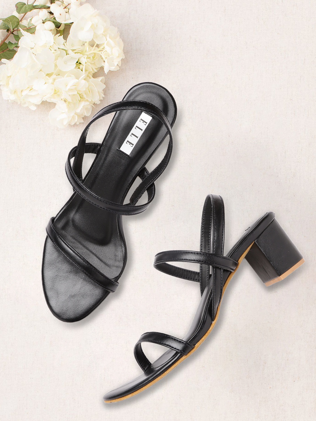 

ELLE Black Solid Block Heels