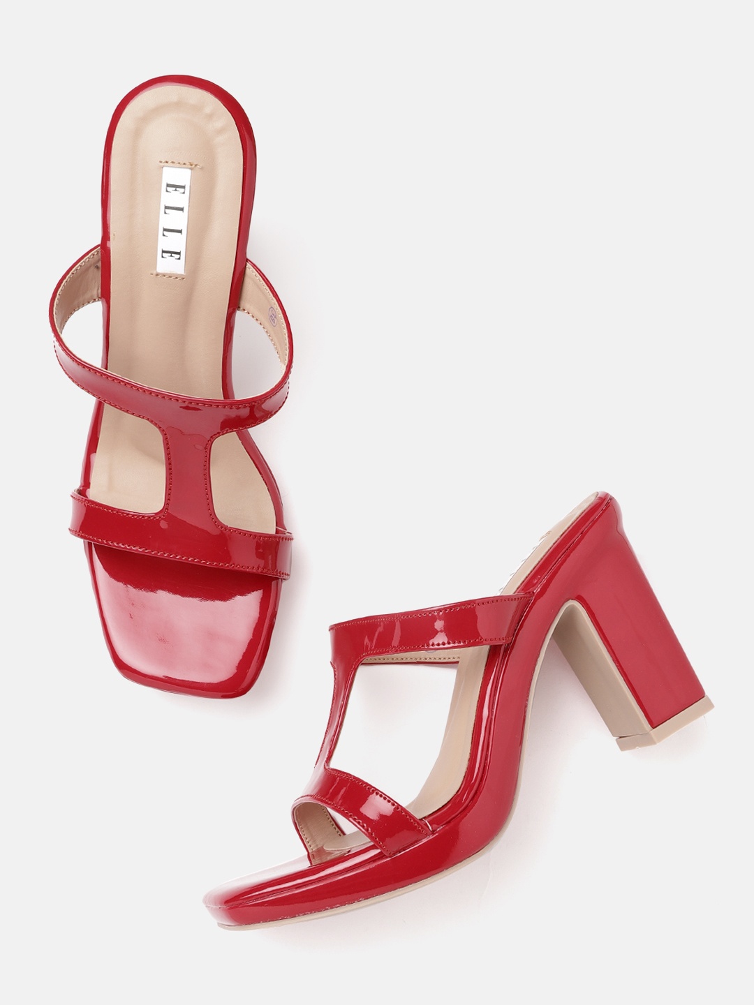 

ELLE Red Solid Block Heels