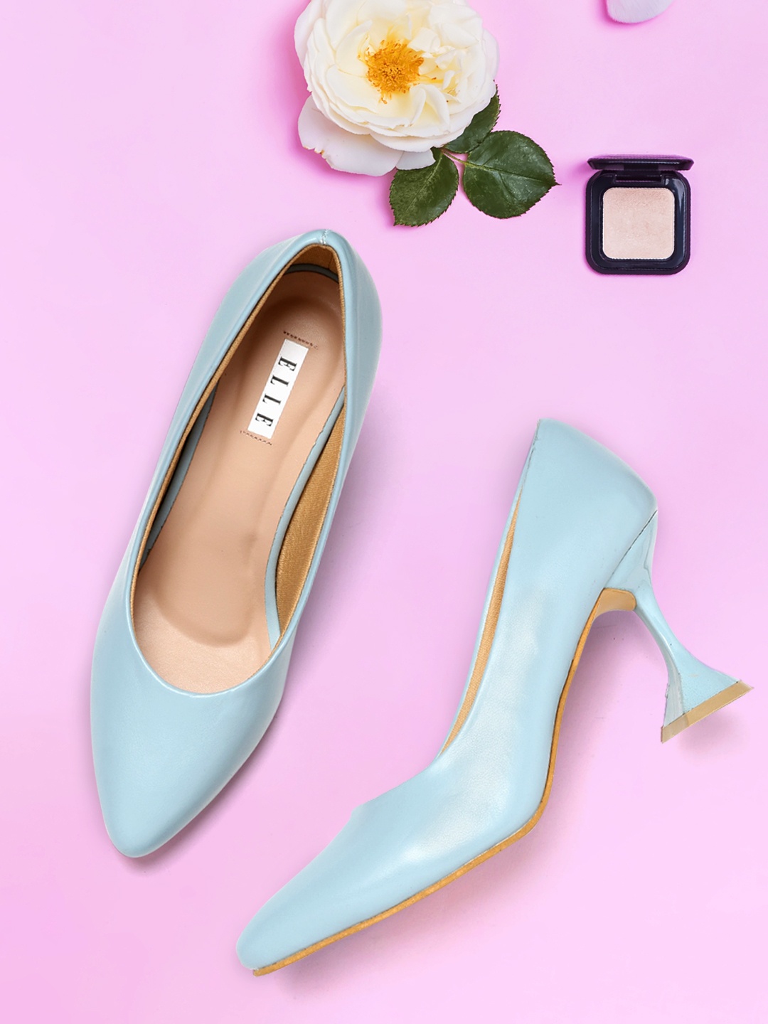 

ELLE Blue Solid Heeled Pumps